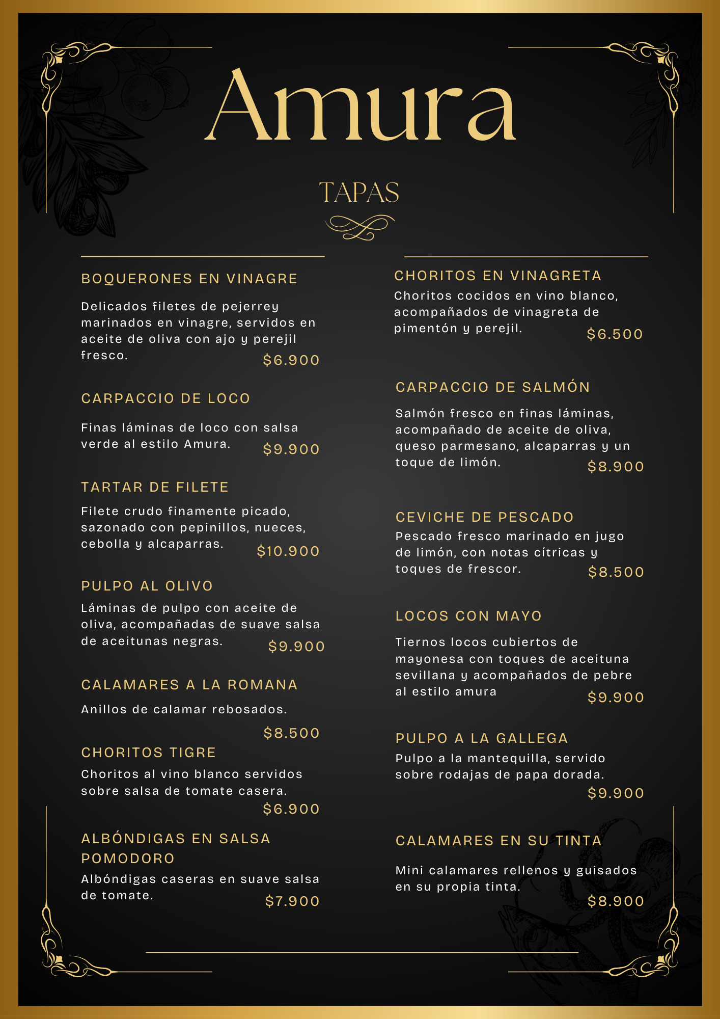 Carta menú página 2